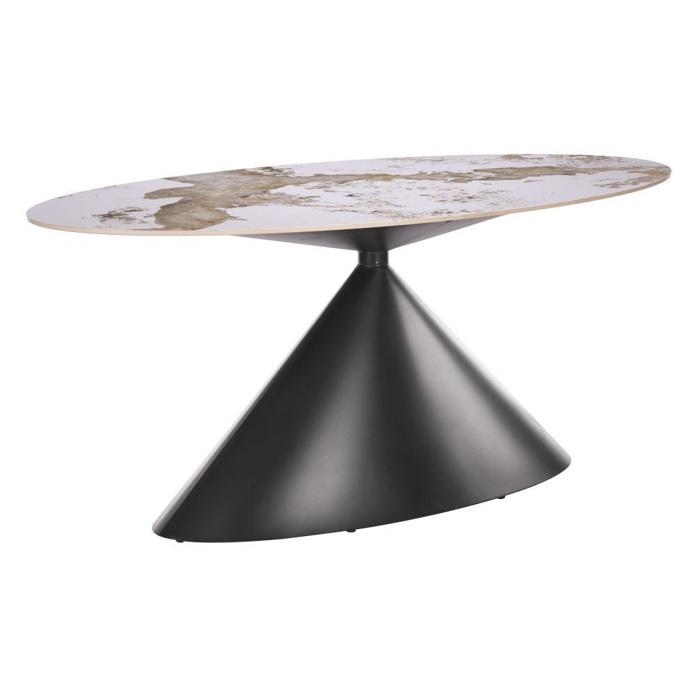 Armana Dining Table Zuo 111078 | Faux Marble MDF, Powder Coated Steel, MDF | White & Brown