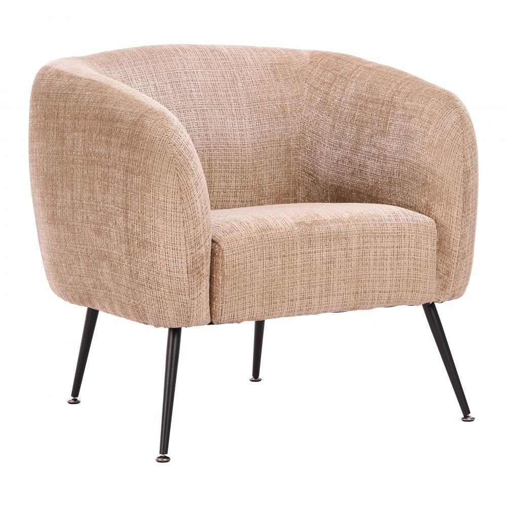 Racine Accent Chair Zuo 111083 | Chenille Polyester Fabric, Powder Coated Steel | Linen Beige