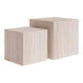 Cambro Coffee Table Set Zuo 111084 | Tempered Glass, Faux Travertine MDF | StoneBeige