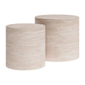 Carzo Coffee Table Set Zuo 111085 | Tempered Glass, Faux Travertine MDF | StoneBeige