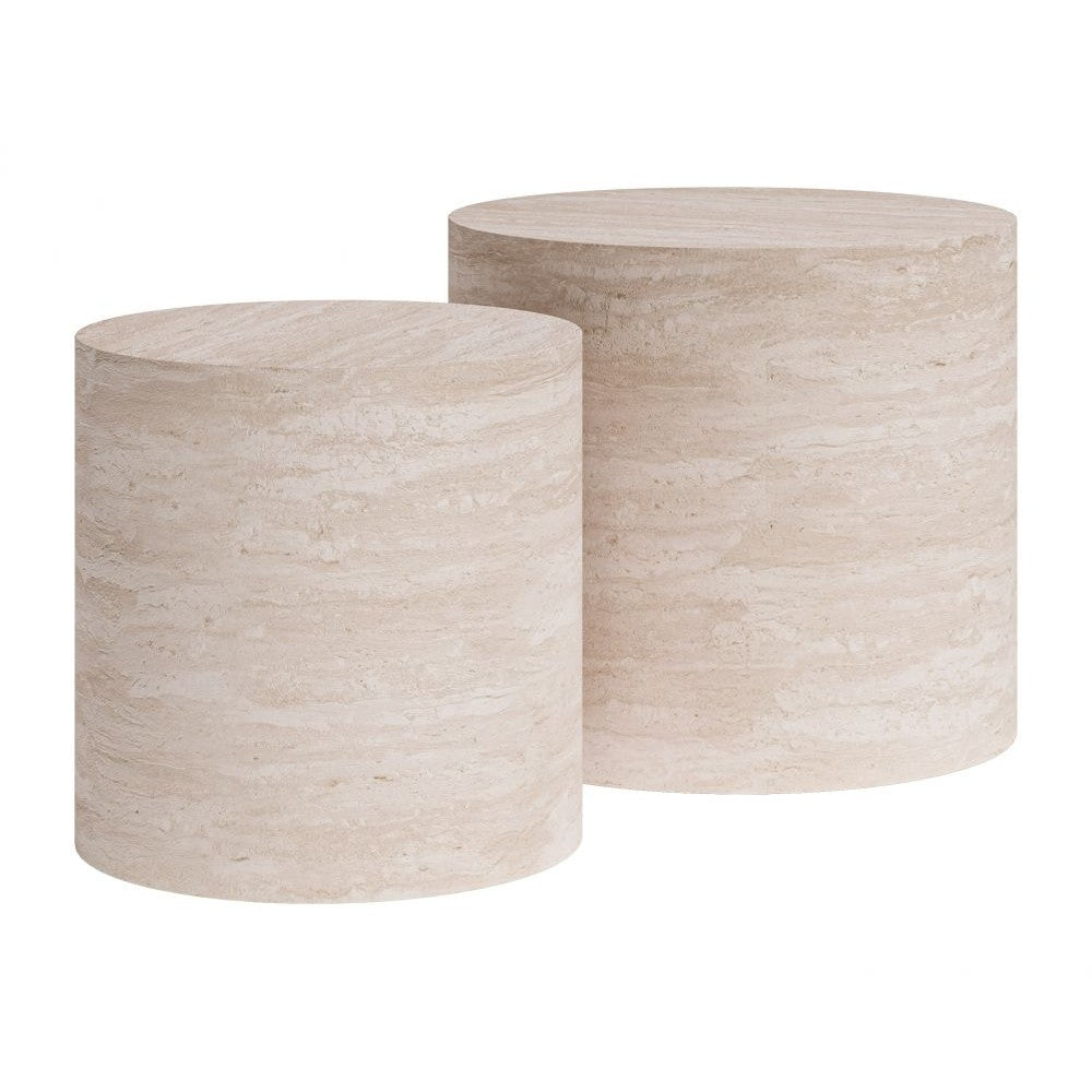 Carzo Coffee Table Set Zuo 111085 | Tempered Glass, Faux Travertine MDF | StoneBeige
