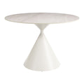 Plinn Dining Table Zuo 111105 | Faux Travertine Sintered Stone, MDF, Powder Coated Steel | Light Beige & White