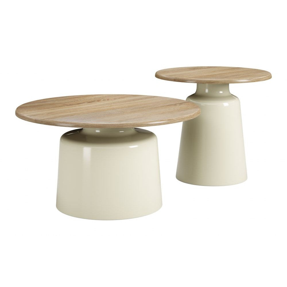 Lireen Coffee Table Set Zuo 111110 | Faux Wood MDF, Powder Coated Steel | Natural & Ivory