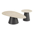 Reyes Coffee Table Set Zuo 111111 | Faux Travertine Sintered Stone, Powder Coated Steel | Natural & Black