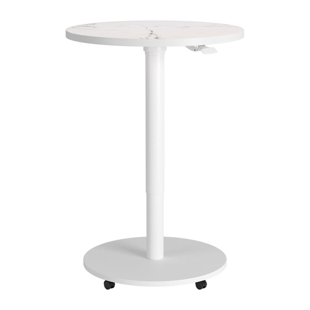 Mule Adjustable Bar Table Zuo 111129 | Faux Marble Manufactured Wood, Steel, Powder Coated , Powder Coated Steel | White