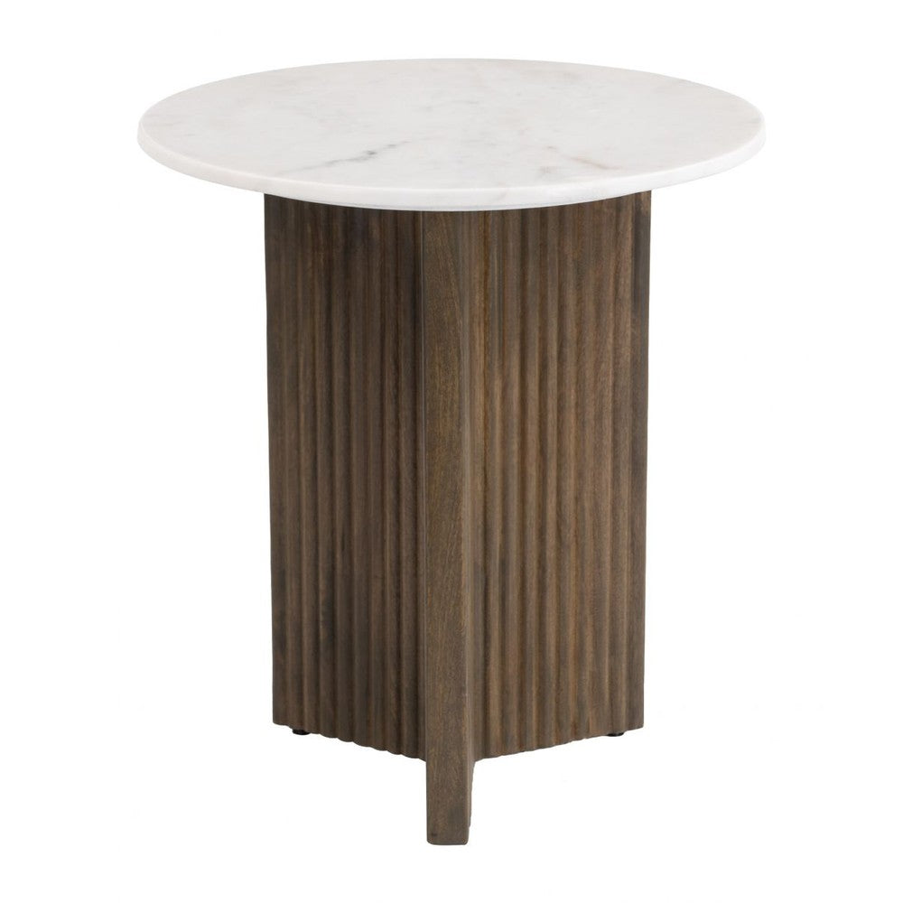 Tailo Side Table Zuo 111138 | Natural Marble, Solid Mango Wood, MDF | White & Brass