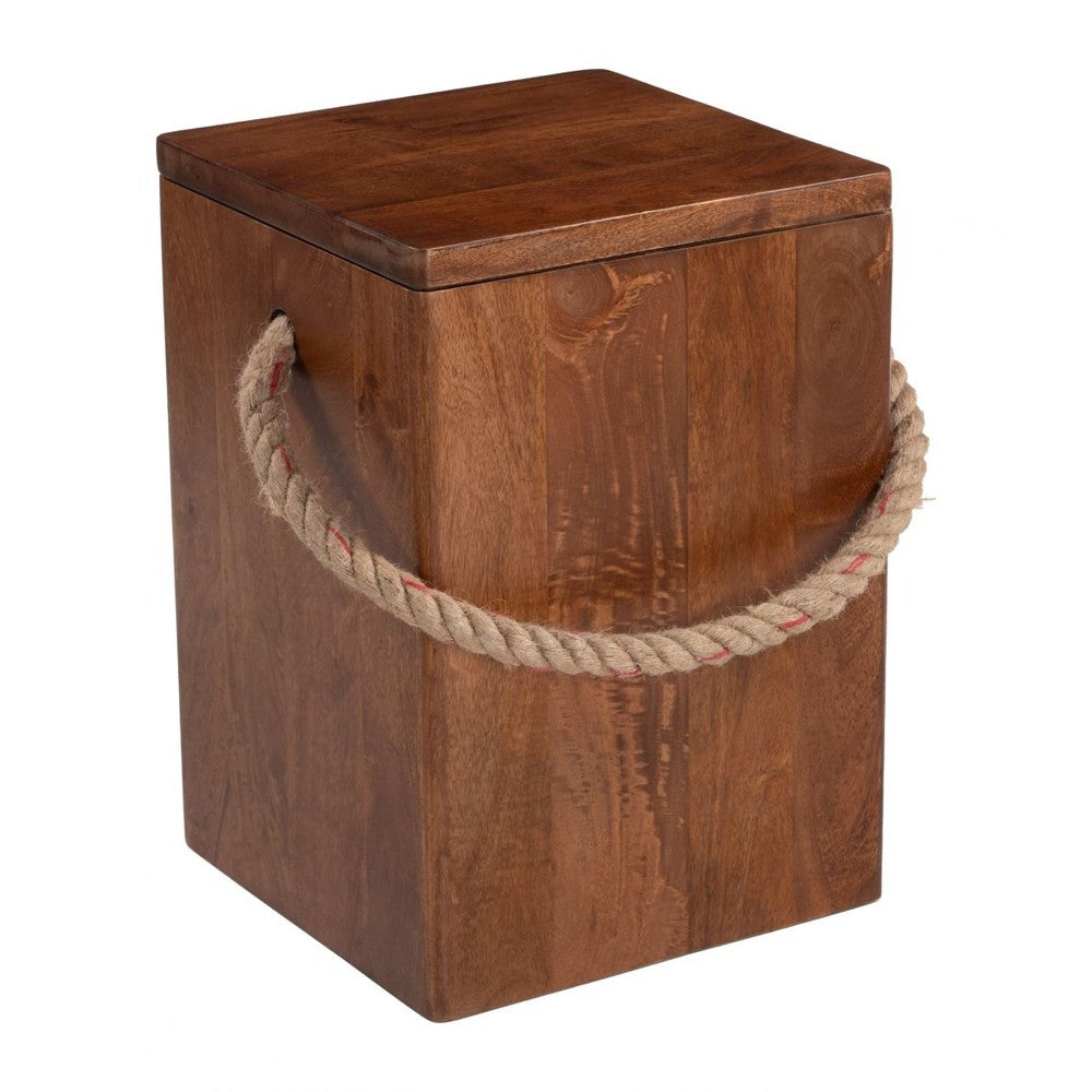 Omaga Storage Side Table Zuo 111140 | Solid Mango Wood, Jute | Walnut
