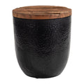 Duskan Storage Side Table Zuo 111143 | Solid Pine Wood, Powder Coated Iron | Natural & Black