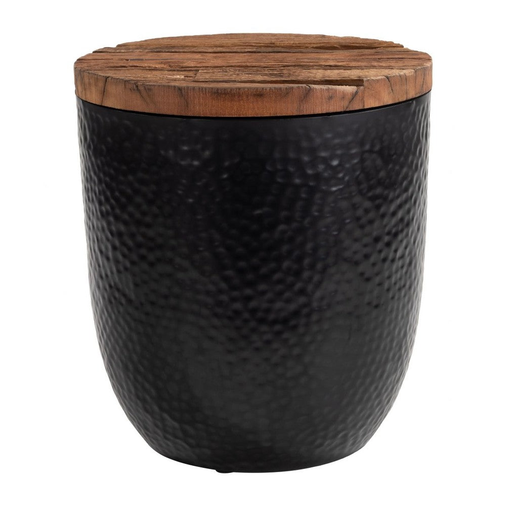 Duskan Storage Side Table Zuo 111143 | Solid Pine Wood, Powder Coated Iron | Natural & Black
