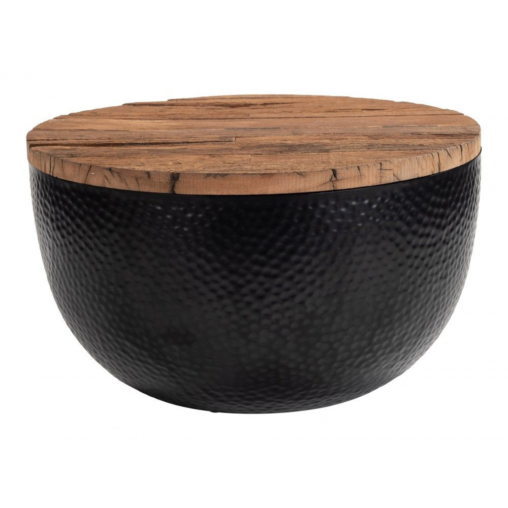 Duskan Storage Coffee Table Zuo 111144 | Solid Pine Wood, Powder Coated Iron | Natural & Black