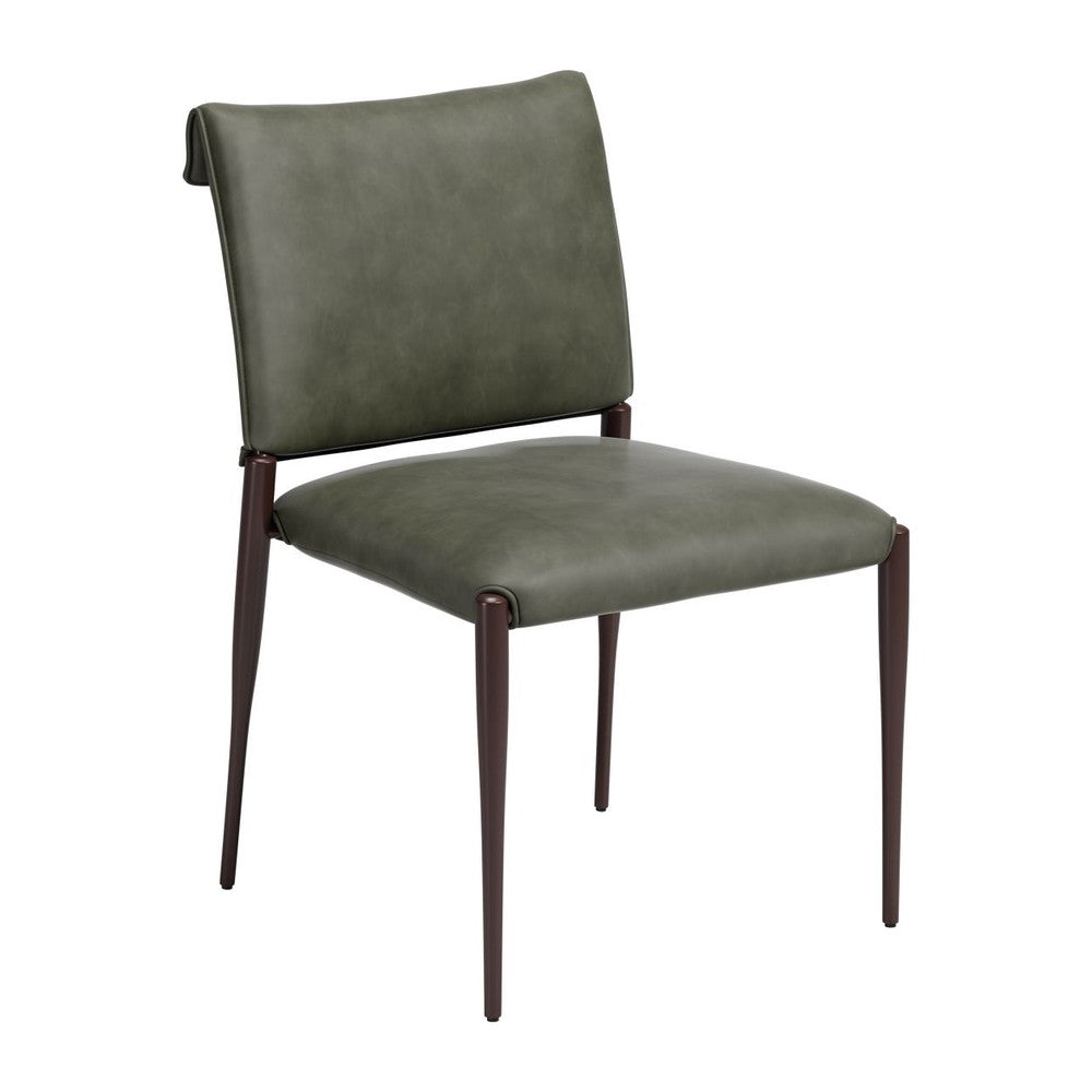 Freesia Dining Chair Zuo 111150 | Faux Leather, Powder Coated Steel | OliveGreen