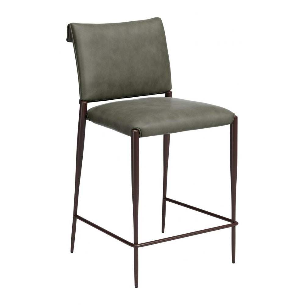 Freesia Counter Stool Zuo 111151 | Faux Leather, Powder Coated Steel | OliveGreen