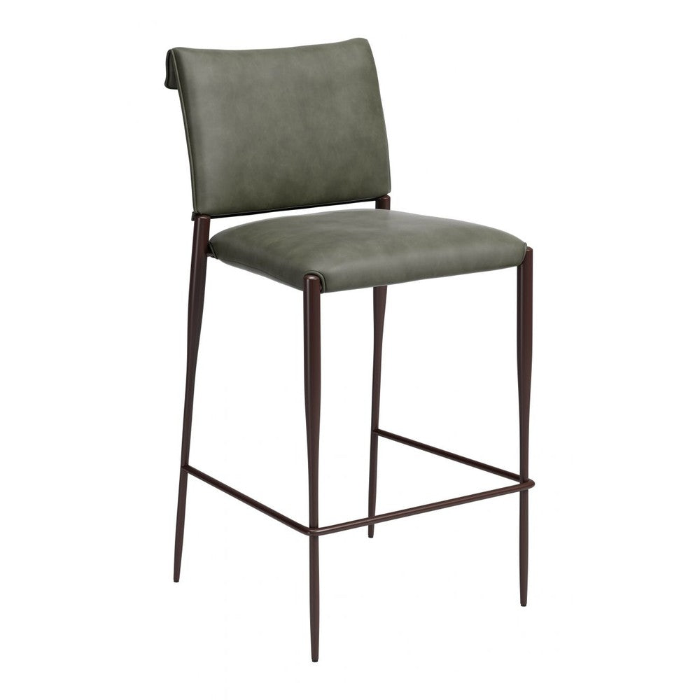 Freesia Barstool Zuo 111152 | Faux Leather, Powder Coated Steel | OliveGreen