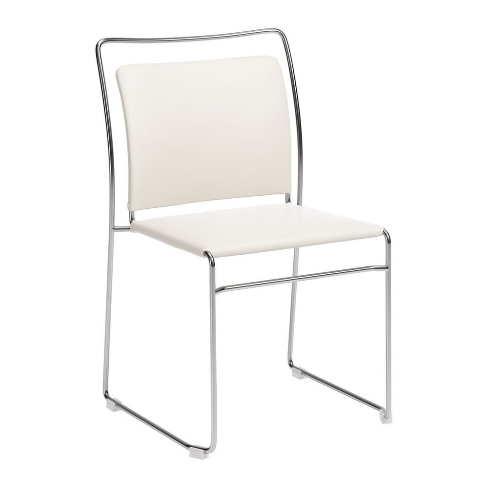 Verbena Dining Chair Zuo 111156 | Faux Leather, Powder Coated Steel | Cream