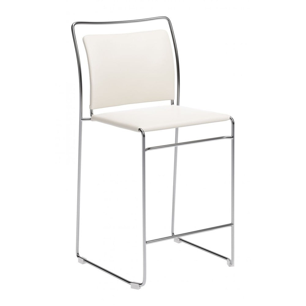 Verbena Counter Stool Zuo 111157 | Faux Leather, Powder Coated Steel | Cream