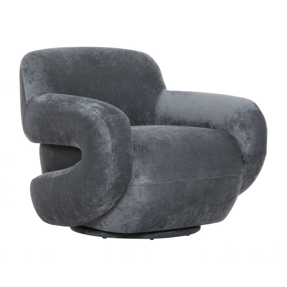 Boble Swivel Chair Zuo 111162 | Velvet Polyester Fabric, MDF | StormGray