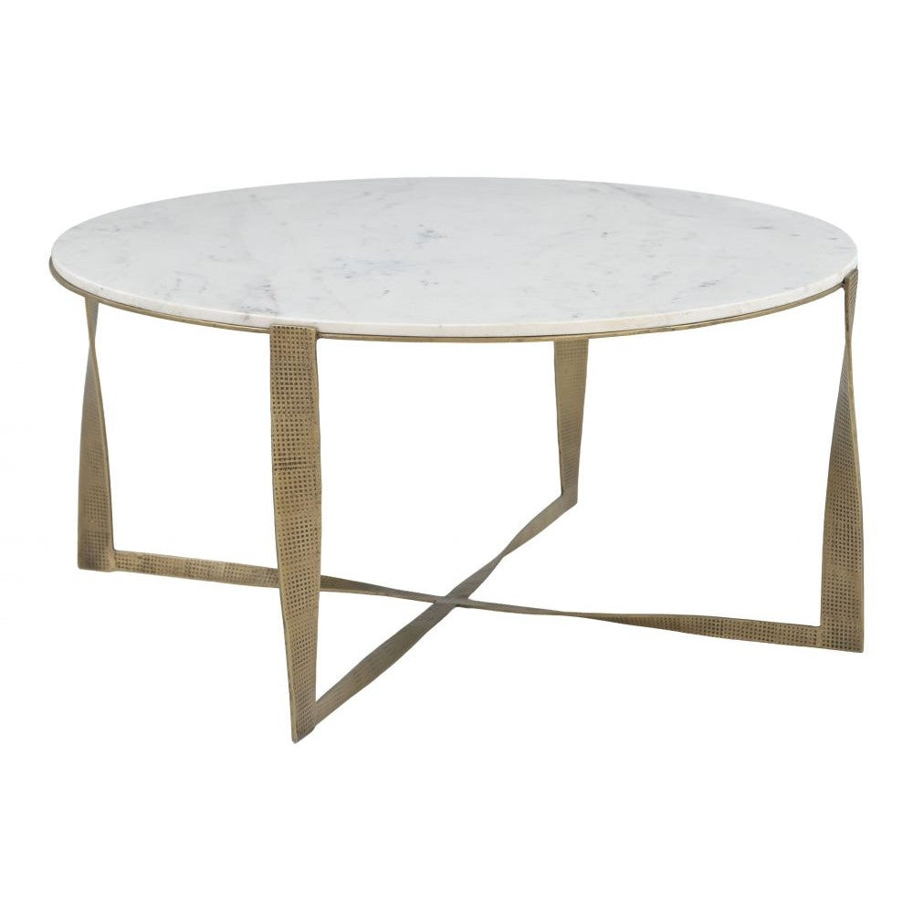 Simba Coffee Table Zuo 111164 | Natural Marble, Powder Coated Iron, MDF | White & Brass