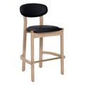 Rilou Barstool Zuo 111181 | Faux Leather, Whitewashed, Rubberwood, Powder Coated Steel | Black & Natural