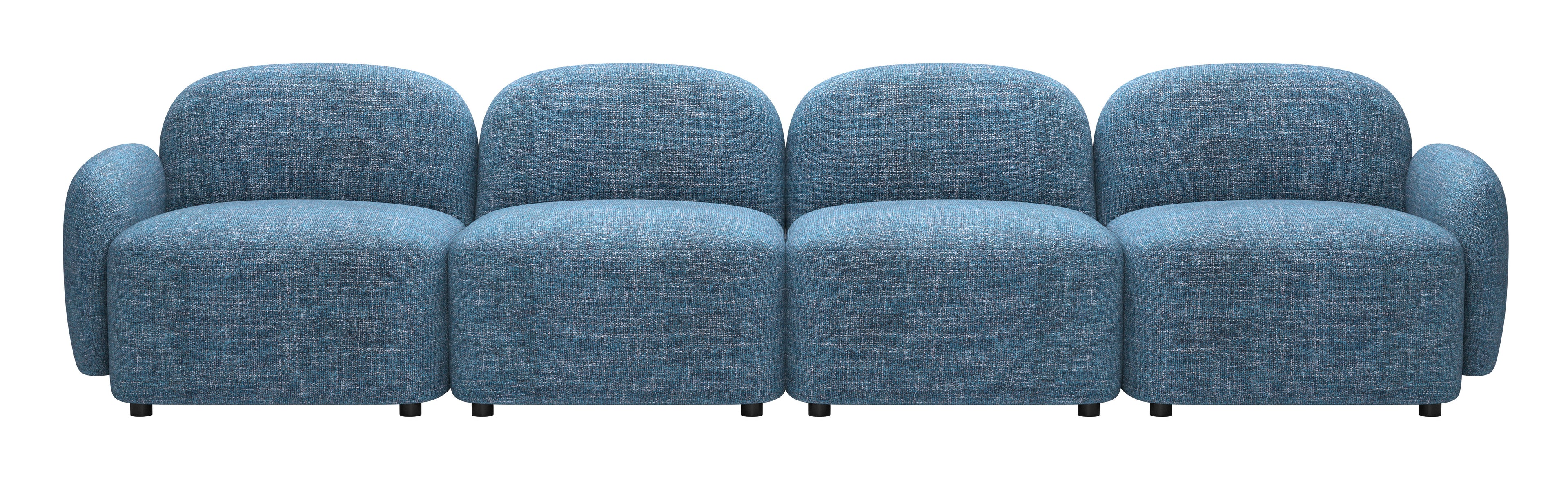 ZUO Cleo Modular Sofa — Blue Textured Fabric, 100.8" Sectional, Black Rubberwood Legs