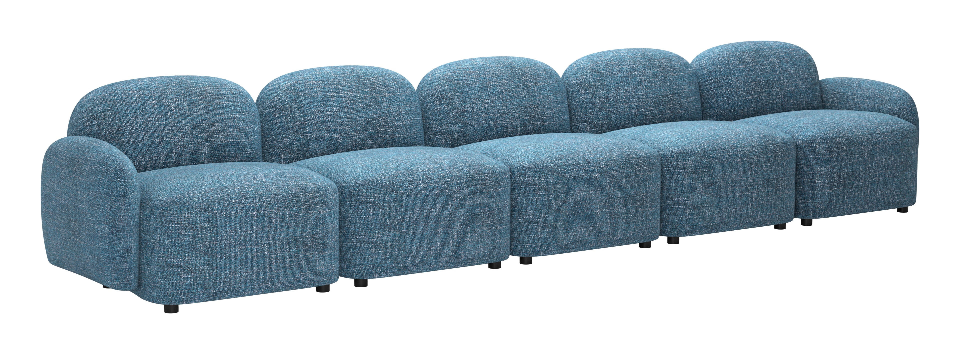 ZUO Cleo Modular Sofa — Blue Textured Fabric, 100.8" Sectional, Black Rubberwood Legs