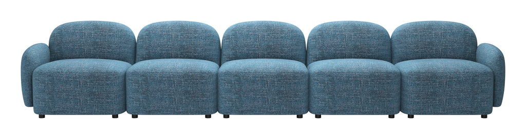 ZUO Cleo Modular Sofa — Blue Textured Fabric, 100.8" Sectional, Black Rubberwood Legs