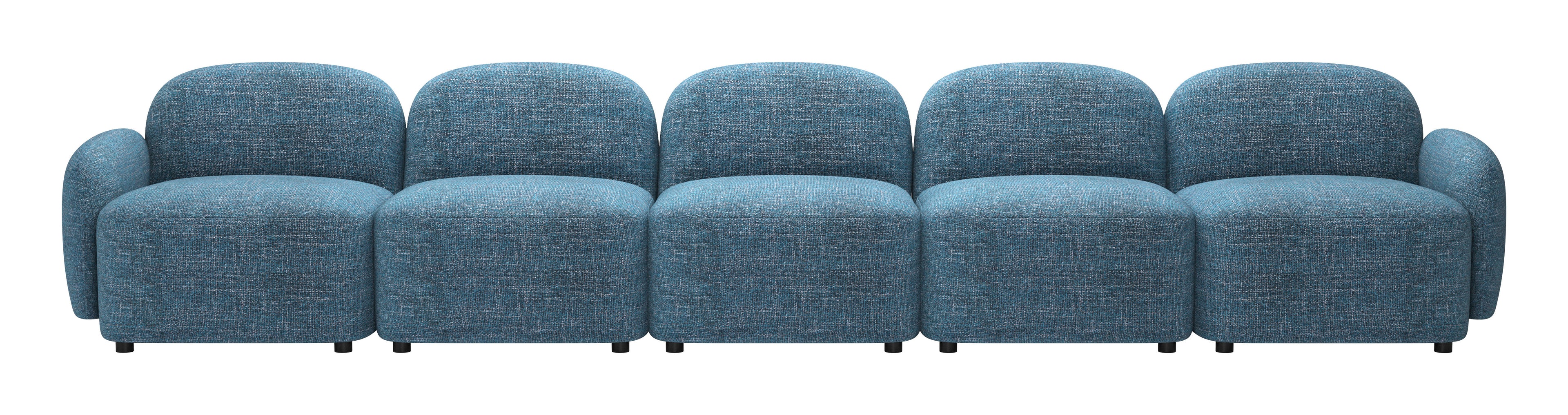 ZUO Cleo Modular Sofa — Blue Textured Fabric, 100.8" Sectional, Black Rubberwood Legs