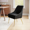 ZUO Maxine Dining Chair — Black Velvet, Gold Powder Coated Steel Legs, 330 lb Capacity