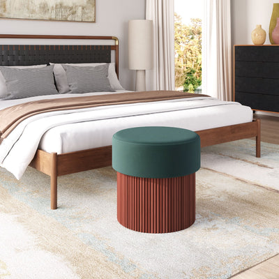 ZUO Boto Storage Ottoman — Green Velvet, Hidden Storage, Pine Wood Base, 330 lb Capacity