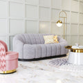 ZUO Bhutan Sofa — Light Gray Shearling Fabric, 84.6" Glam Modern, Black Steel Base, 440 lb Capacity