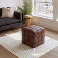 ZUO Zare Ottoman — Brown Faux Leather Cube, 330 lb Capacity, No Assembly Required