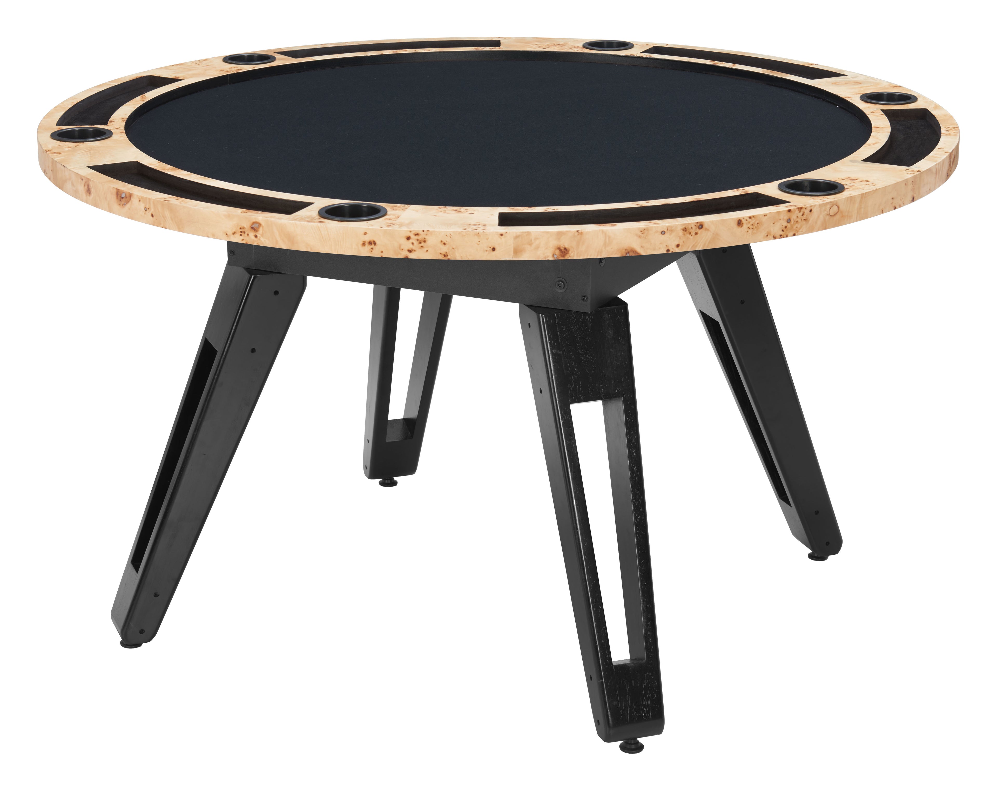 ZUO Burl 2-in-1 Dining & Game Table — Natural Burl Veneer Top, Black Pine Wood Legs, 440 lb Capacity