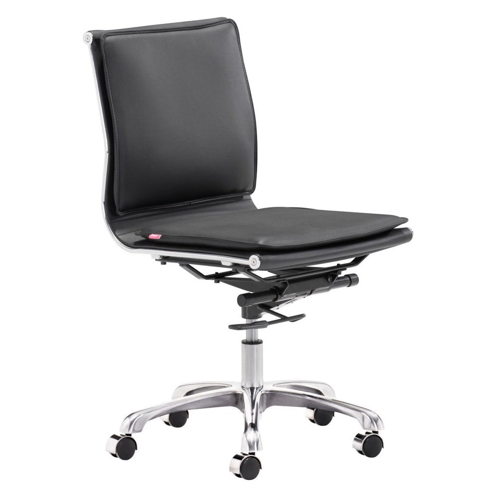 Office Chair Zuo 215218 | Faux Leather, Electroplated, Steel, Aluminum Alloy | Black