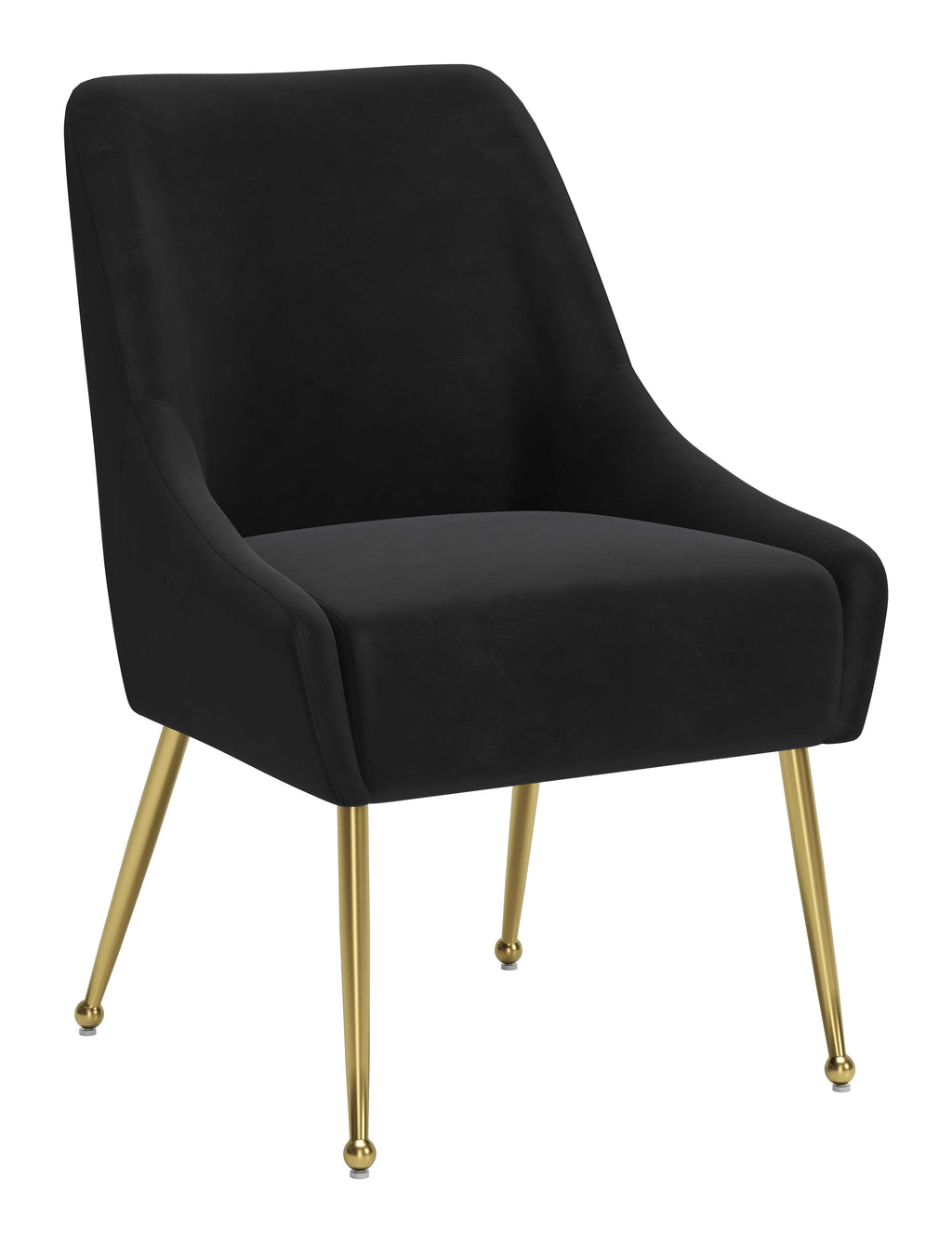 ZUO Maxine Dining Chair — Black Velvet, Gold Powder Coated Steel Legs, 330 lb Capacity