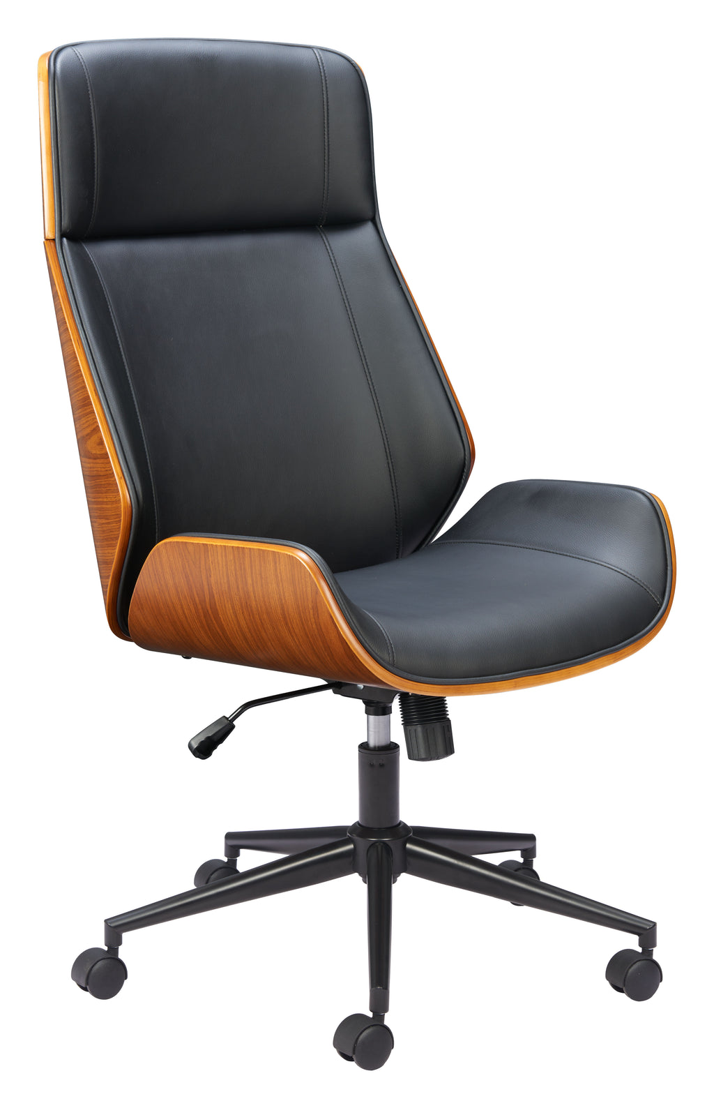 ZUO Flex High Back Office Chair — Black Faux Leather, Adjustable Height, 330 lb Capacity