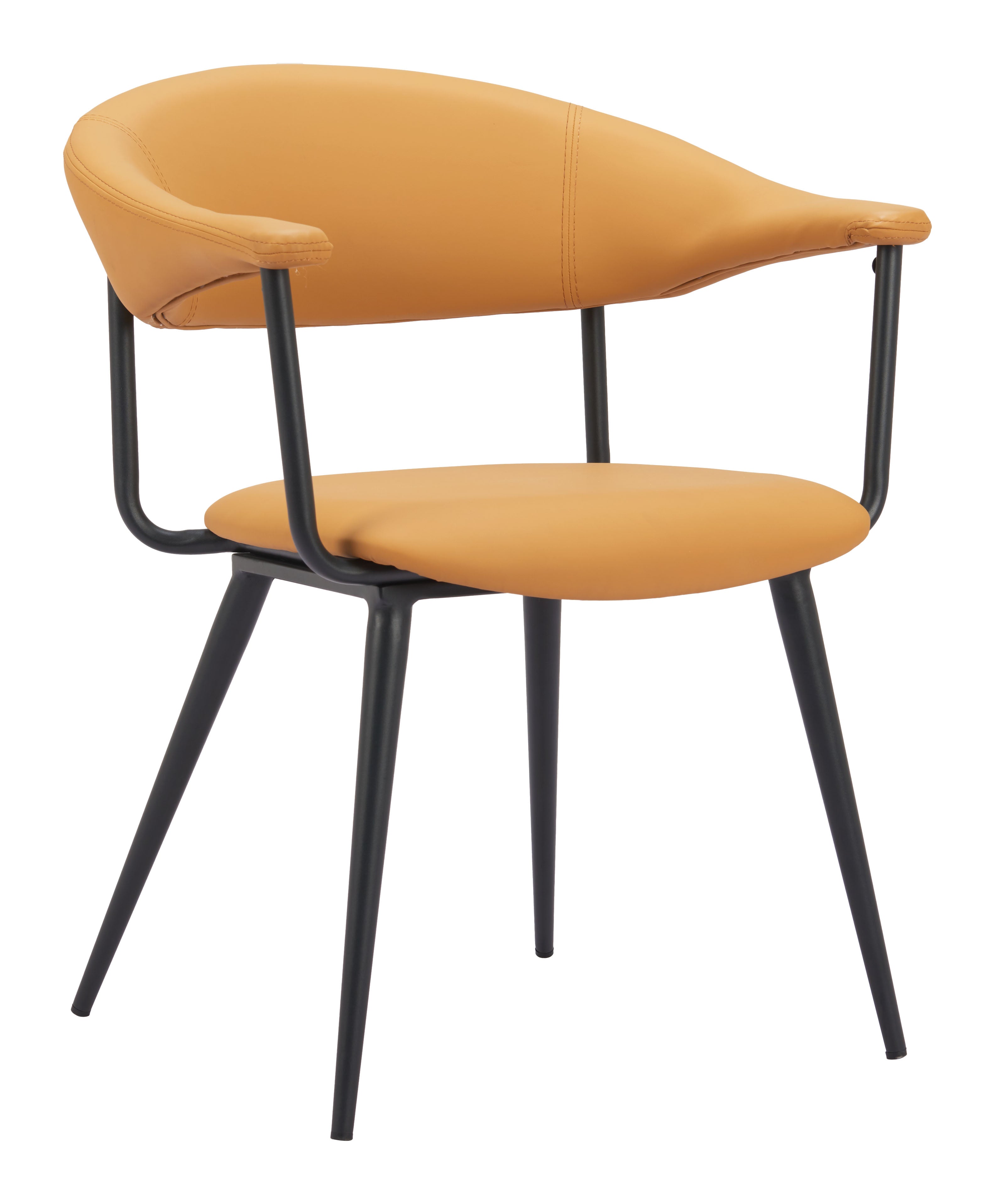 ZUO Sima Dining Chair — Brown Faux Leather, Black Powder Coated Steel Frame, 285 lb Capacity