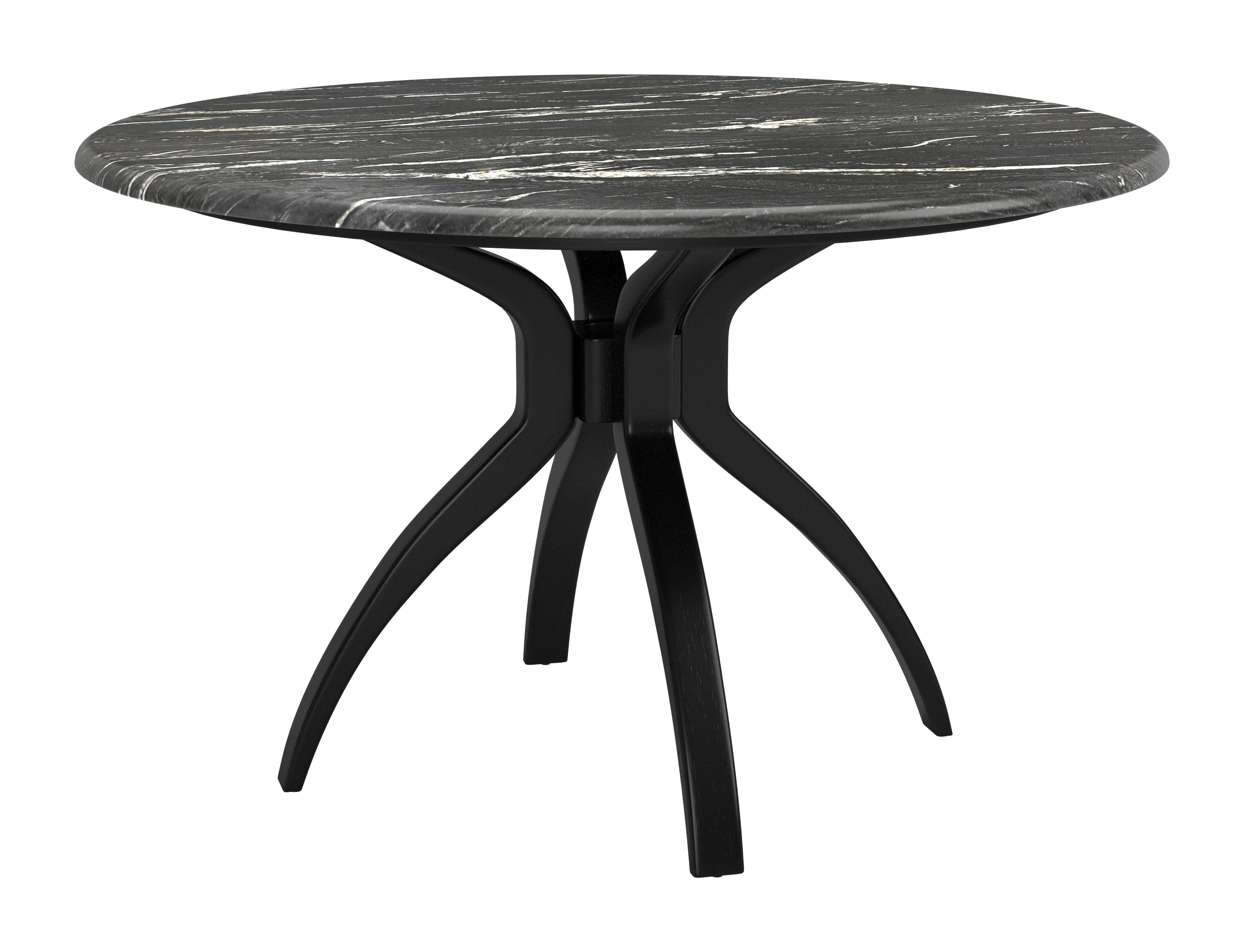 ZUO Sumay Round Dining Table — Black Faux Marble HPL Top, 50" Diameter, Painted Steel Base