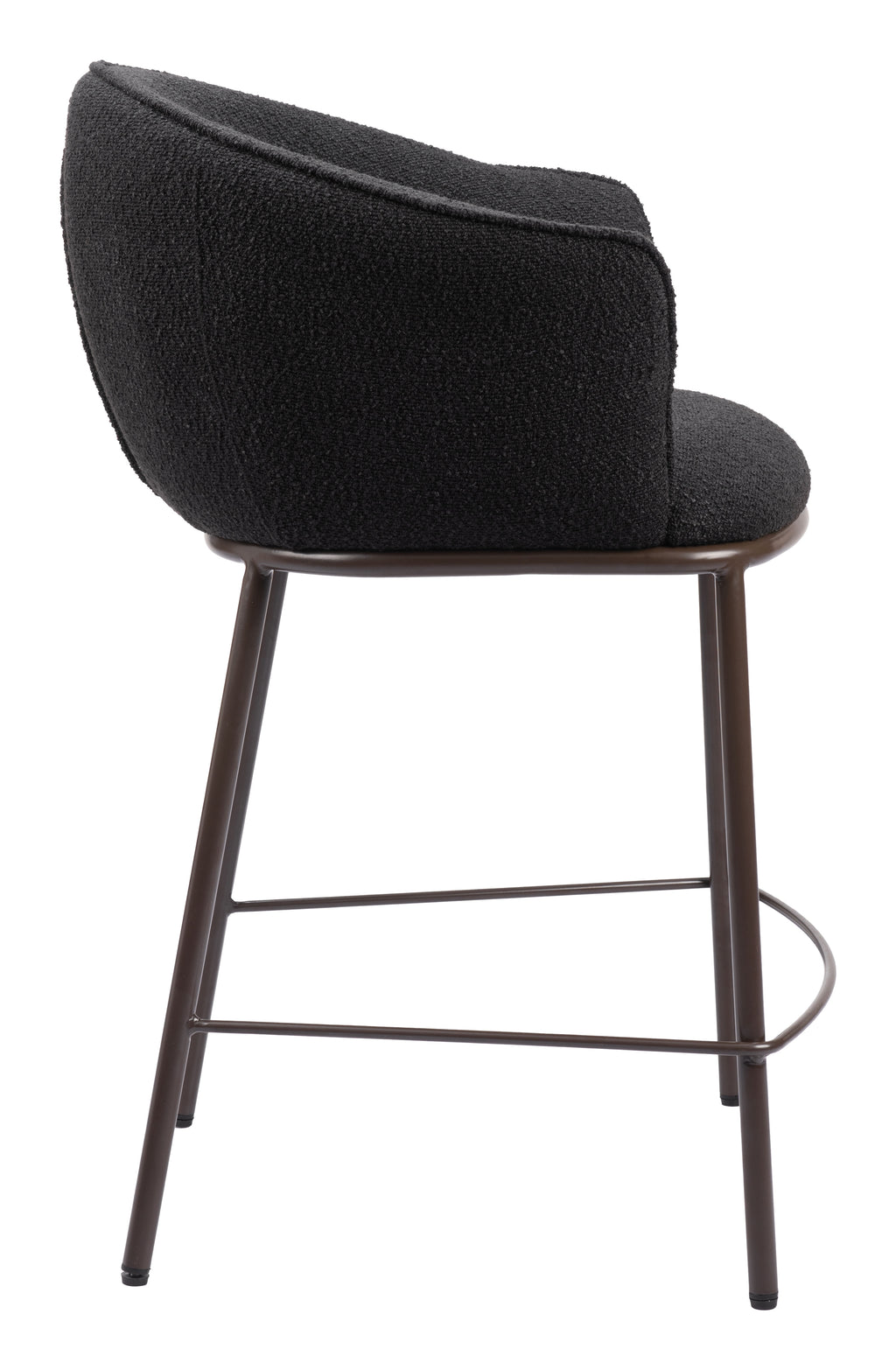 ZUO Essen Counter Stool — Black Textured Fabric, Bronze Powder Coated Steel Frame, 350 lb Capacity
