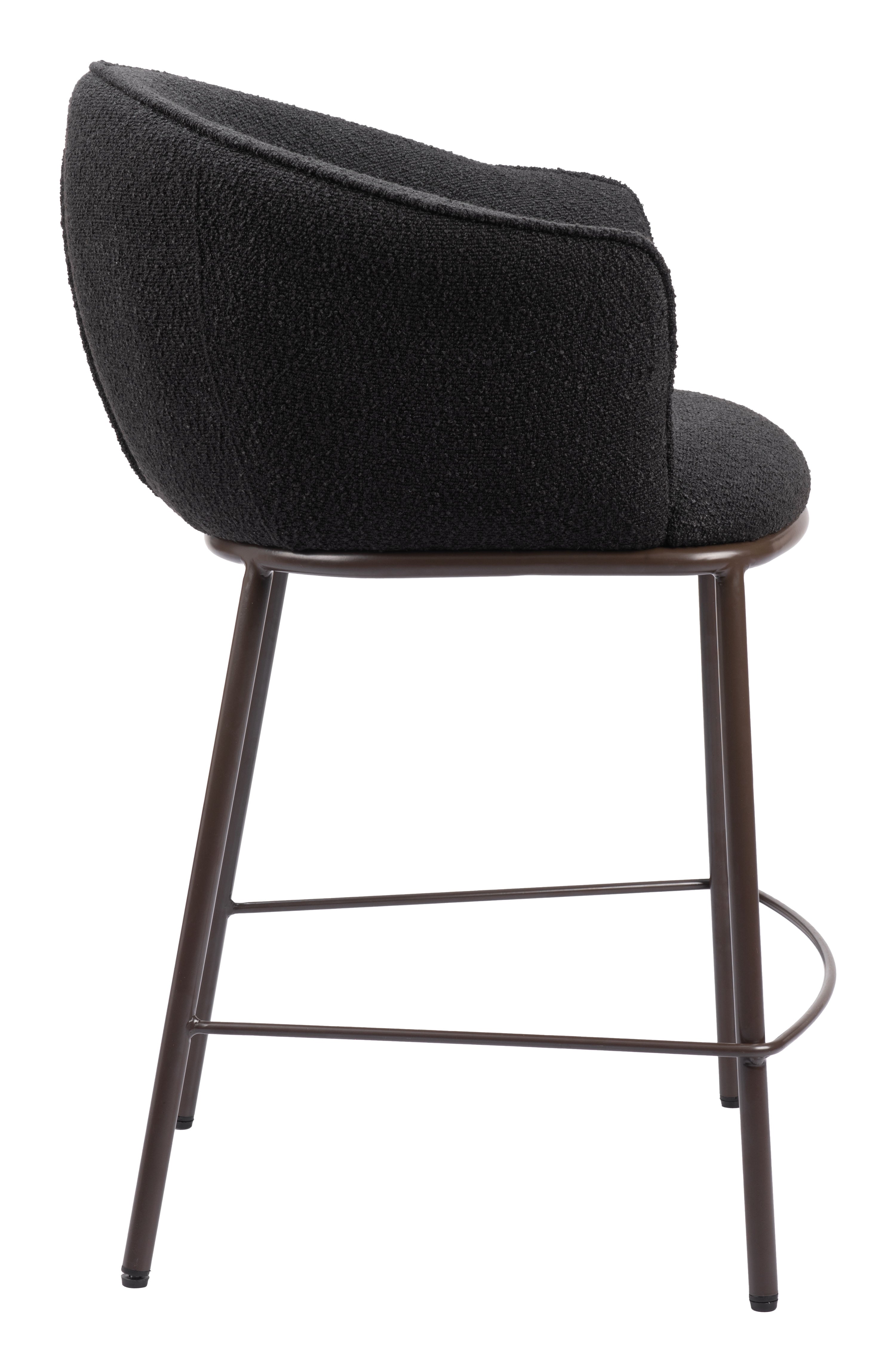 ZUO Essen Counter Stool — Black Textured Fabric, Bronze Powder Coated Steel Frame, 350 lb Capacity