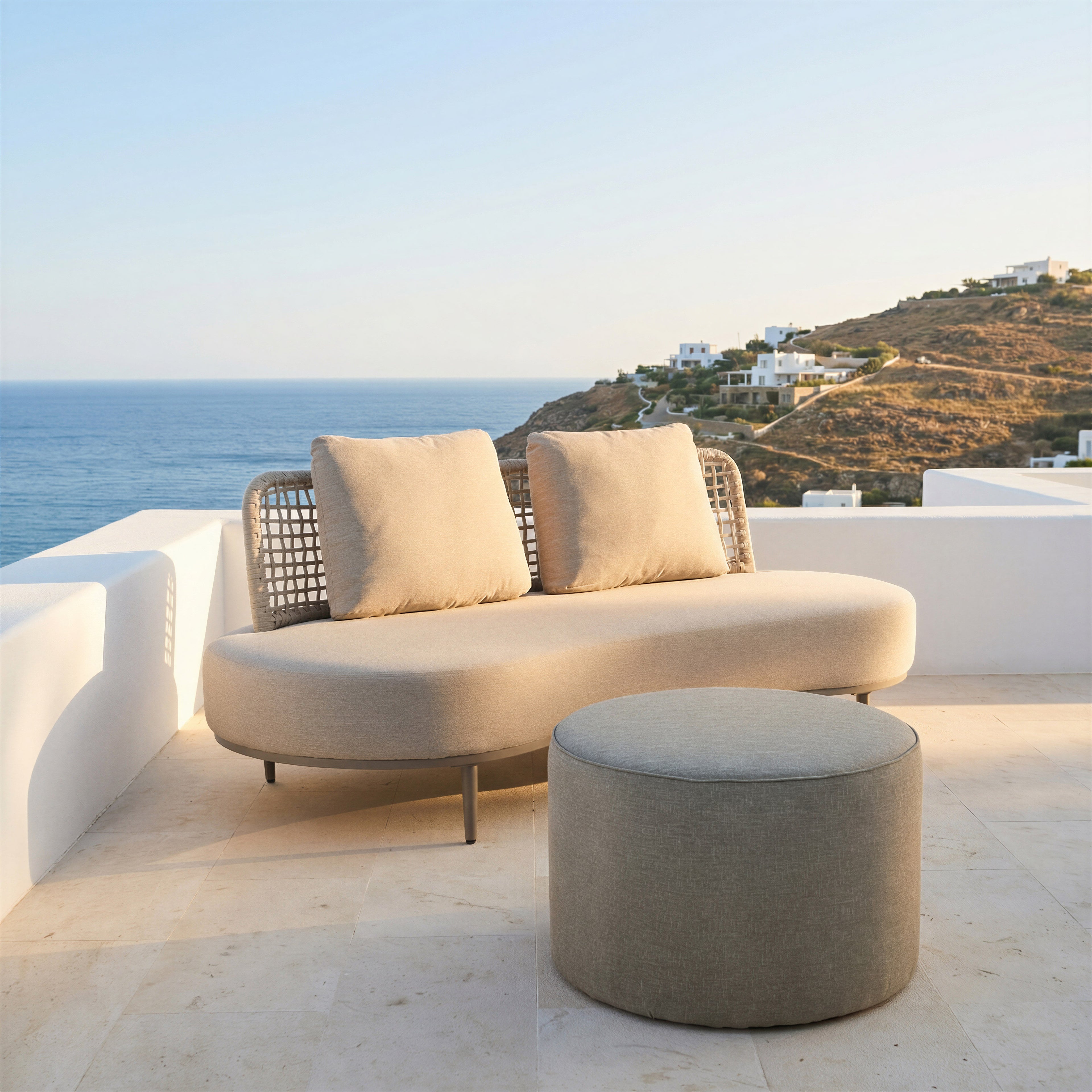 ZUO Moxy Outdoor Ottoman — Green All-Weather Olefin Fabric, Powder Coated Steel, 220 lb Capacity