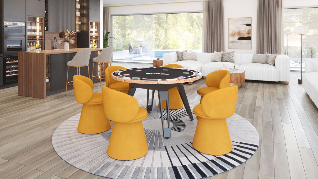ZUO Burl 2-in-1 Dining & Game Table — Natural Burl Veneer Top, Black Pine Wood Legs, 440 lb Capacity