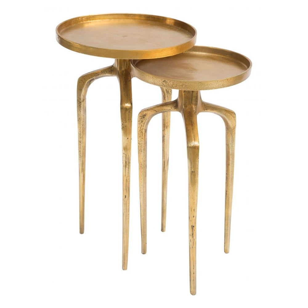 Como Accent Table Set Zuo 405002 | Plated Aluminum | Antique Gold
