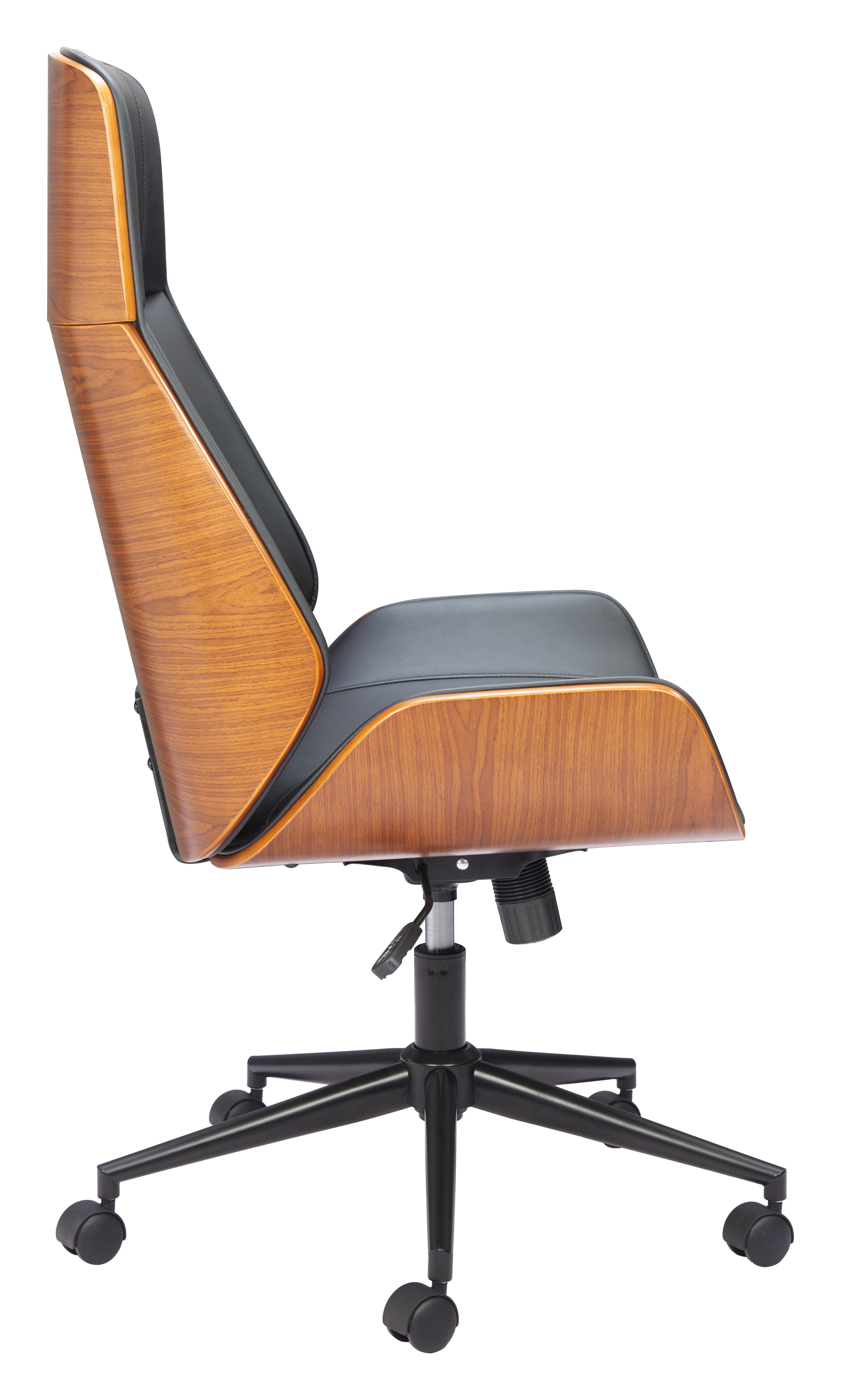 ZUO Flex High Back Office Chair — Black Faux Leather, Adjustable Height, 330 lb Capacity
