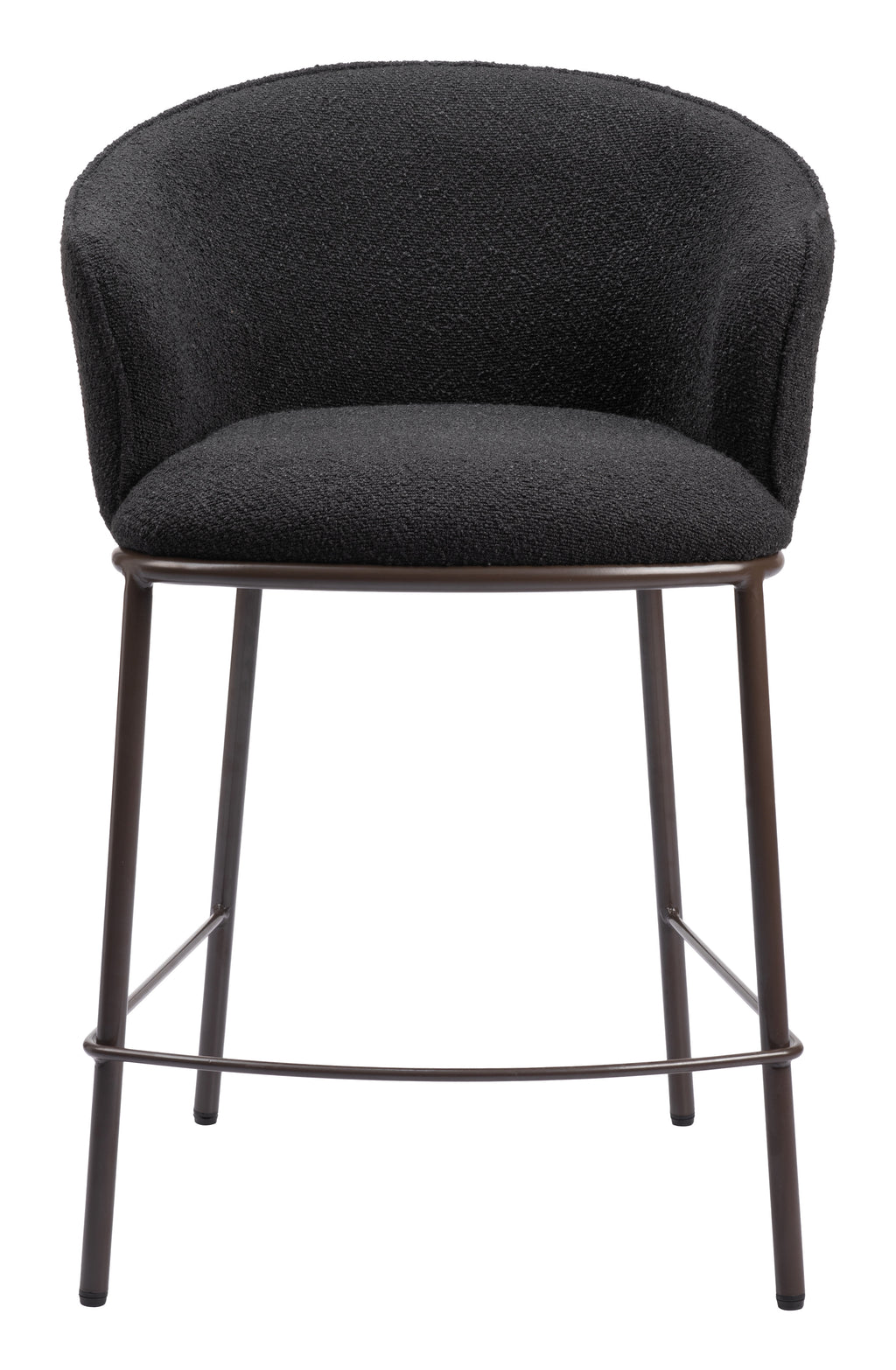 ZUO Essen Counter Stool — Black Textured Fabric, Bronze Powder Coated Steel Frame, 350 lb Capacity