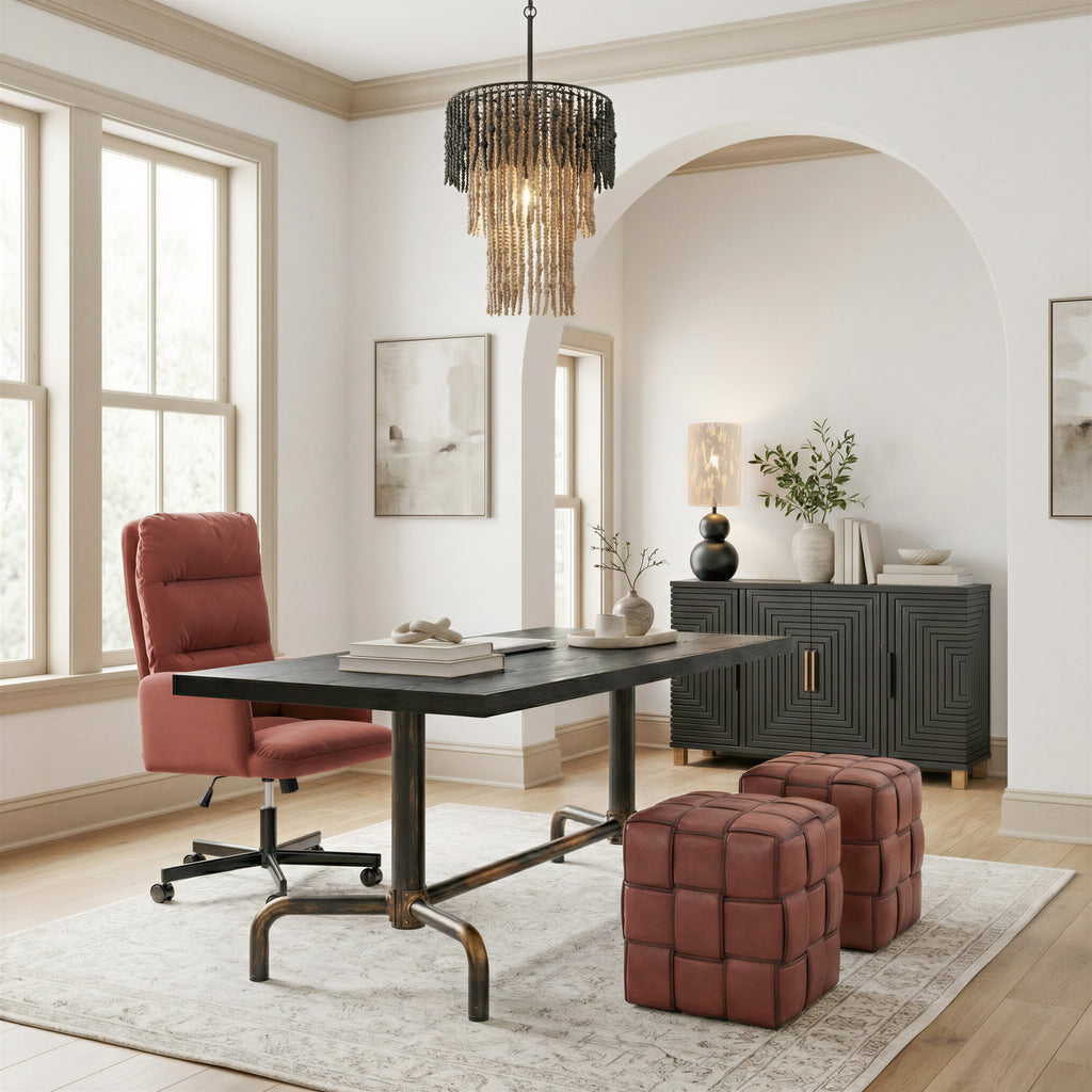 ZUO Zare Ottoman — Brown Faux Leather Cube, 330 lb Capacity, No Assembly Required