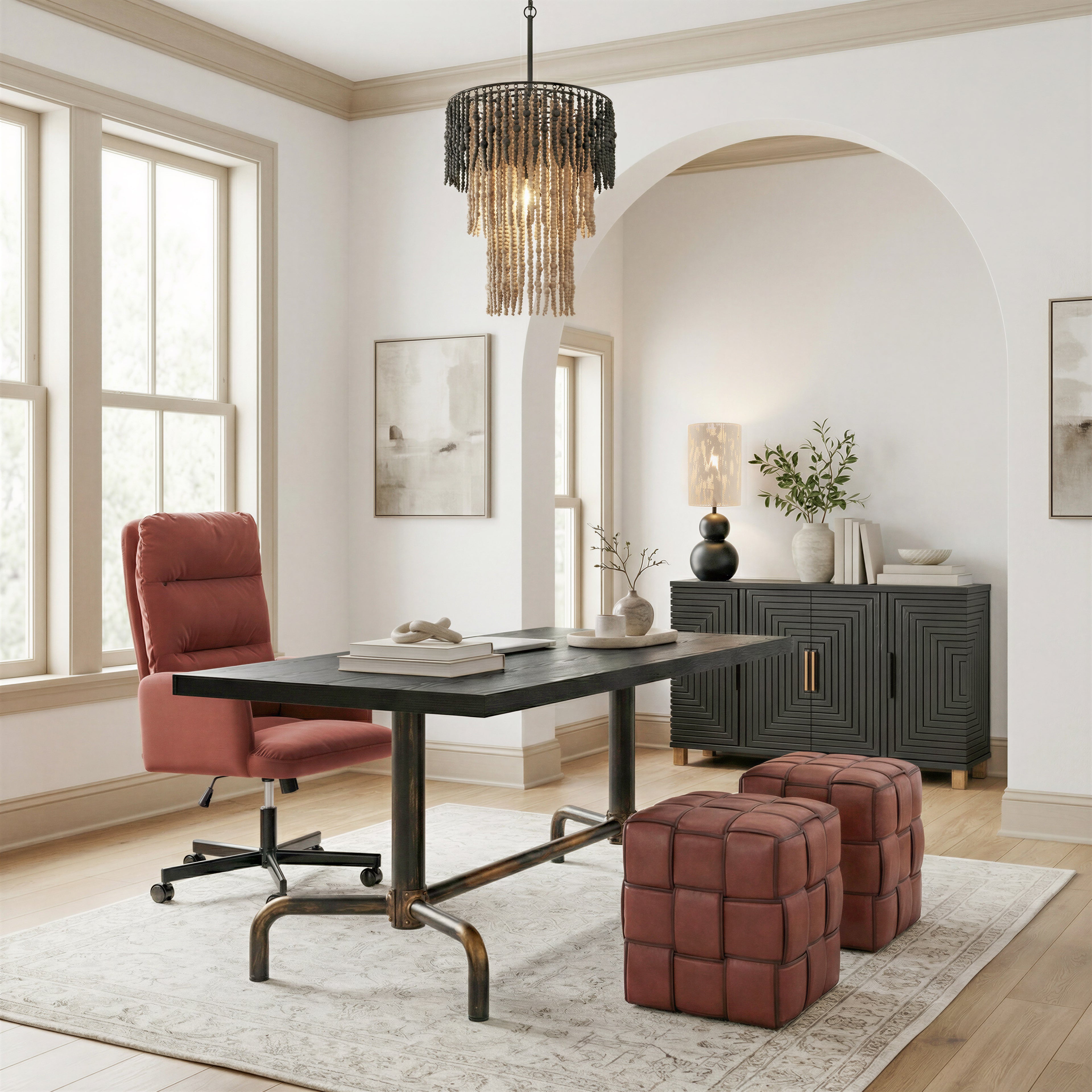 ZUO Zare Ottoman — Brown Faux Leather Cube, 330 lb Capacity, No Assembly Required