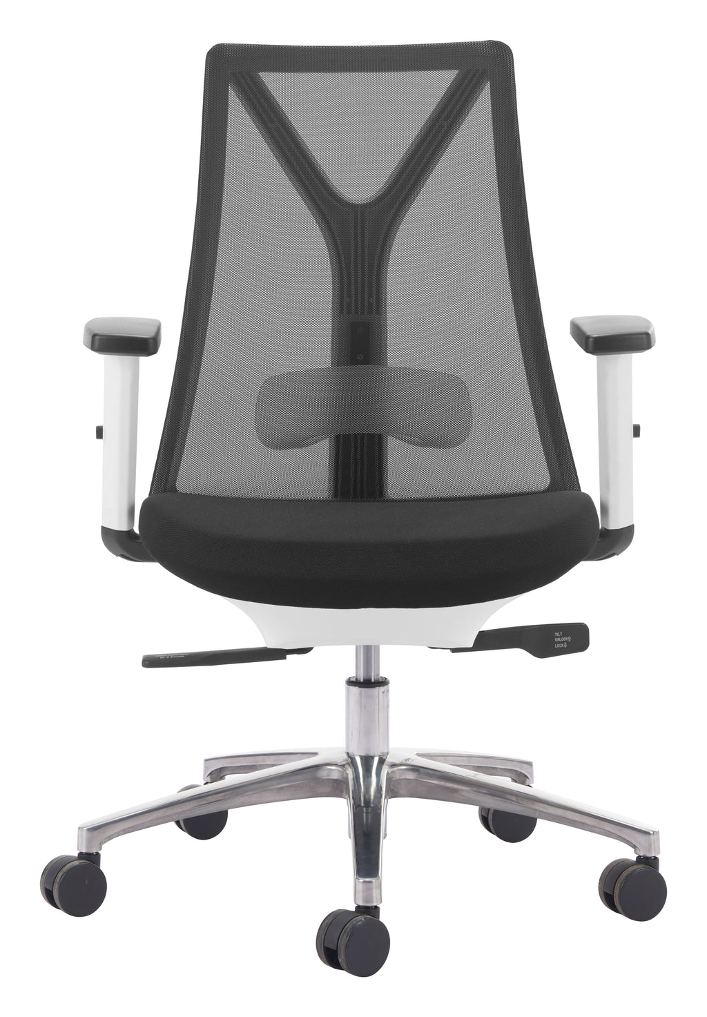 ZUO Hasso Mesh Office Chair — Black, Adjustable Height & Armrests, Chrome Base, 285 lb Capacity