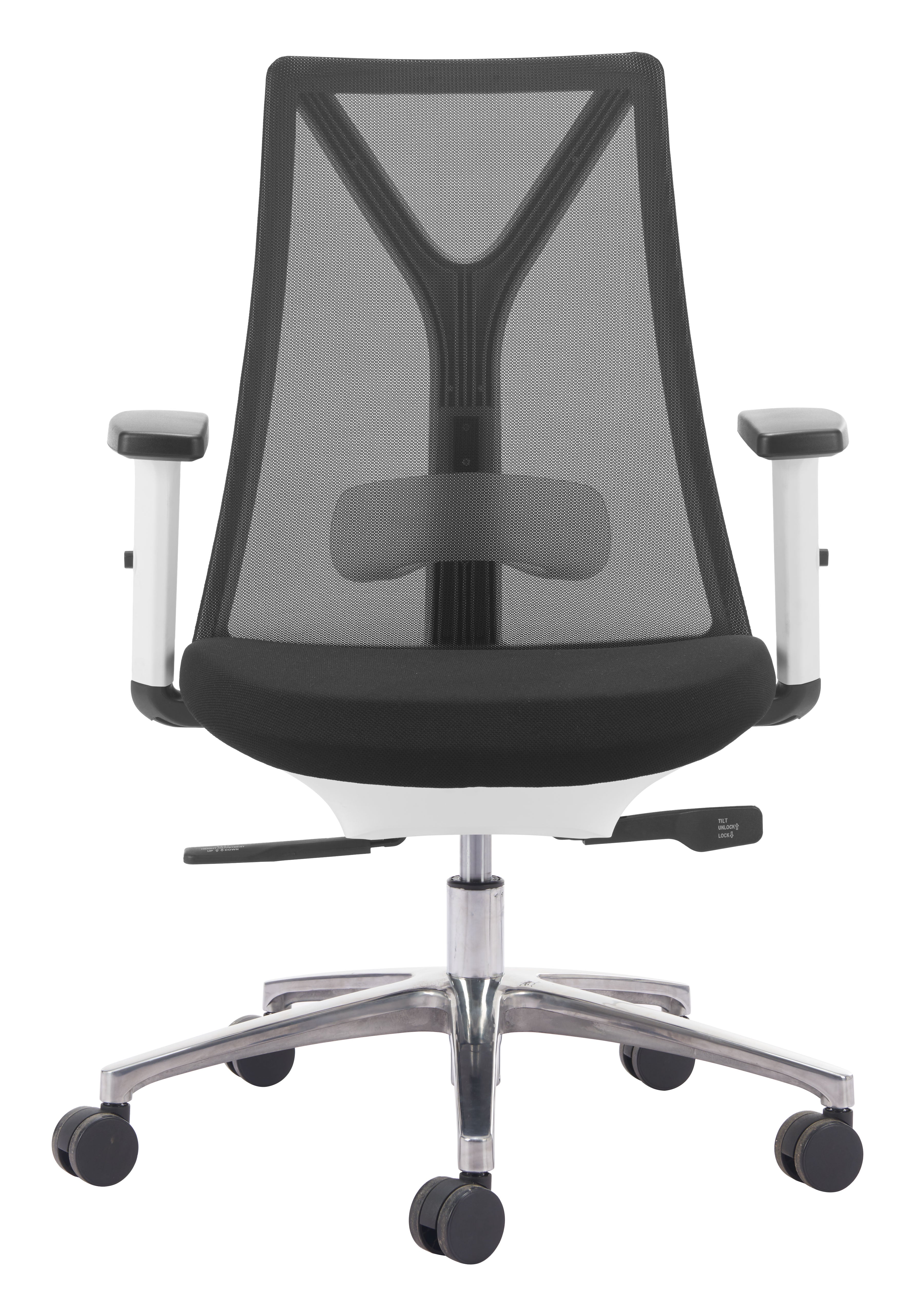 ZUO Hasso Mesh Office Chair — Black, Adjustable Height & Armrests, Chrome Base, 285 lb Capacity
