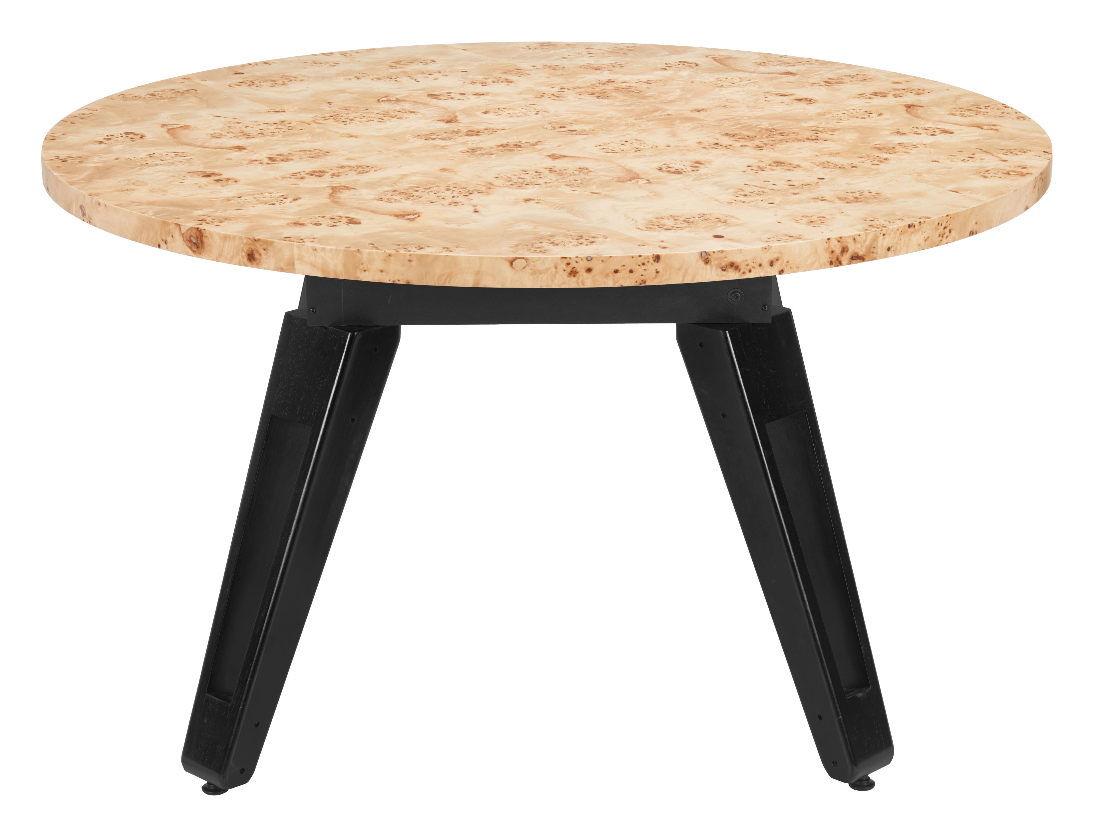 ZUO Burl 2-in-1 Dining & Game Table — Natural Burl Veneer Top, Black Pine Wood Legs, 440 lb Capacity