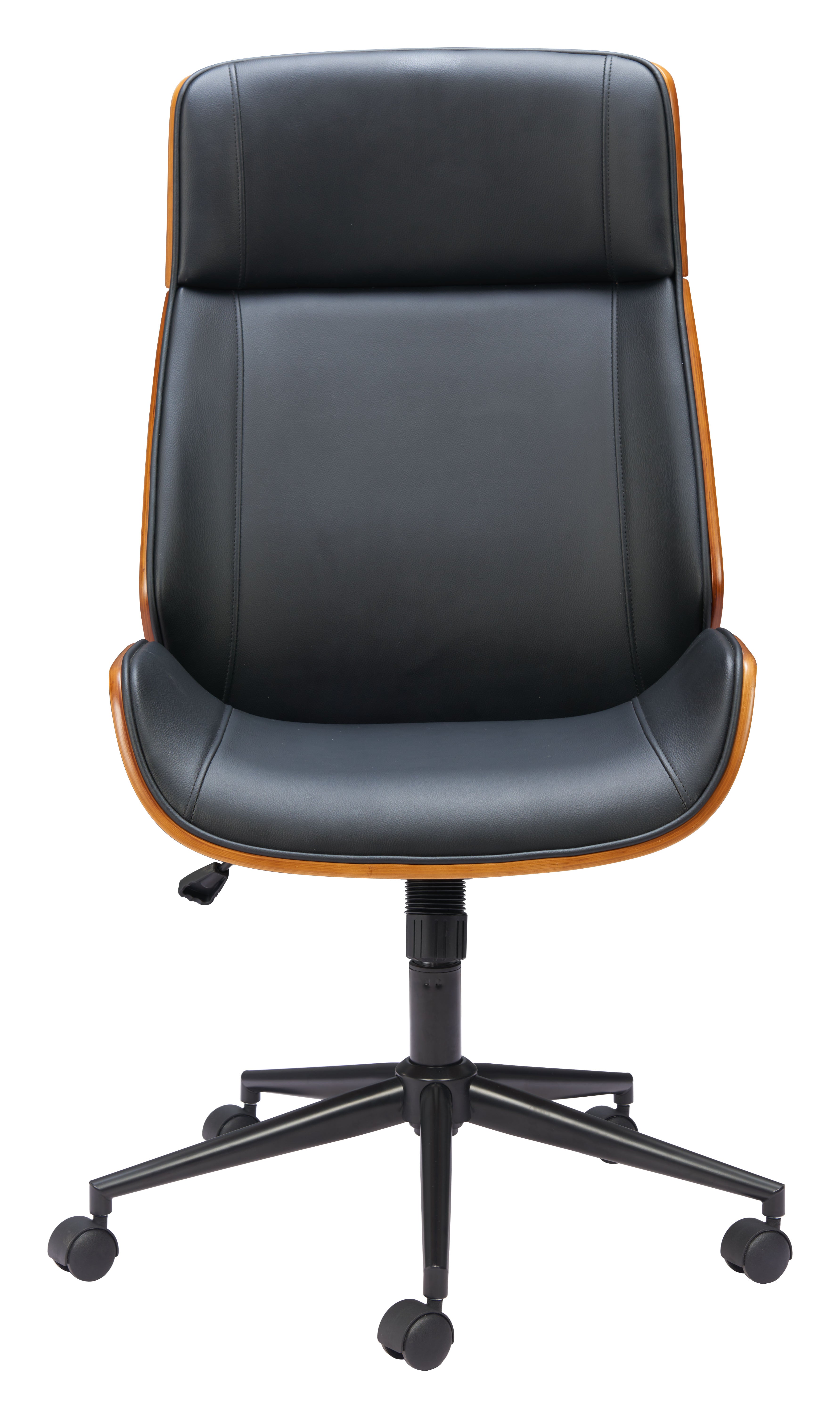 ZUO Flex High Back Office Chair — Black Faux Leather, Adjustable Height, 330 lb Capacity