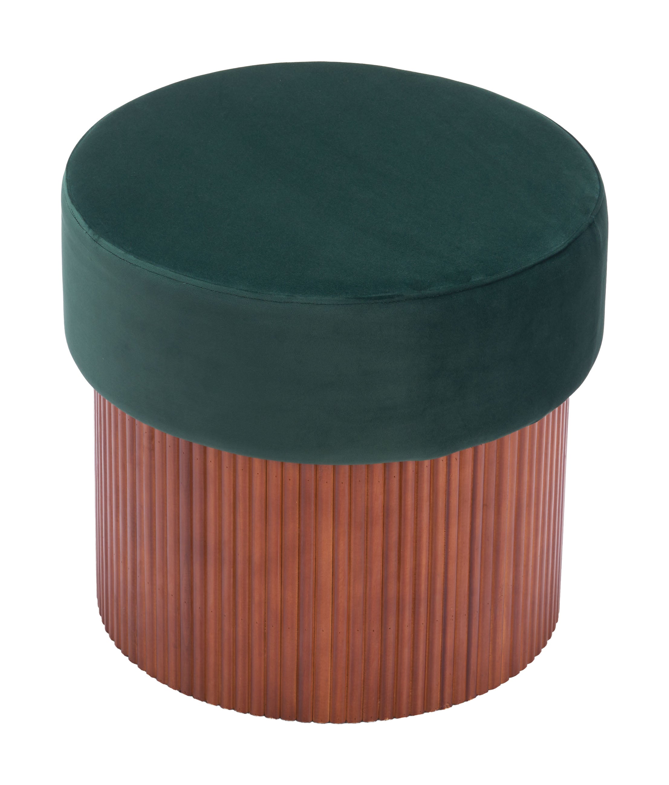 ZUO Boto Storage Ottoman — Green Velvet, Hidden Storage, Pine Wood Base, 330 lb Capacity